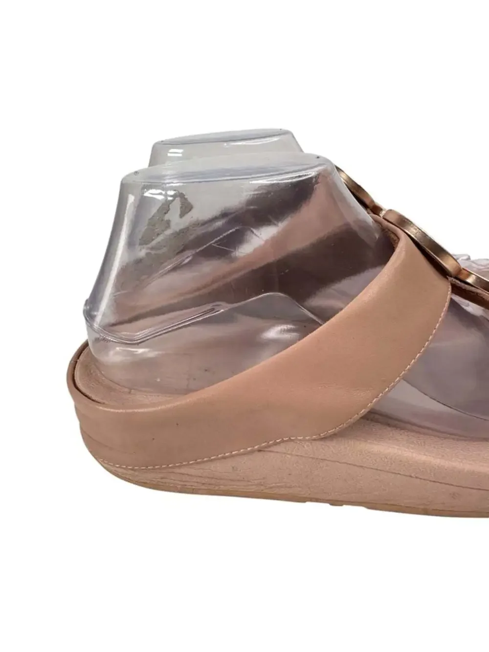 FitFlop Halo Toe Post Sandals Metallic Buckle Comfort Beige Womens Size 8